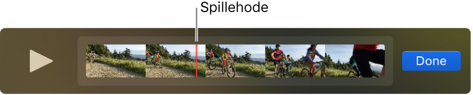 Et klipp i QuickTime Player-vinduet med spillehodet nesten i midten av klippet.