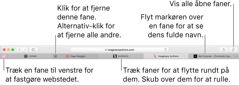 Safari-vinduet med faner.