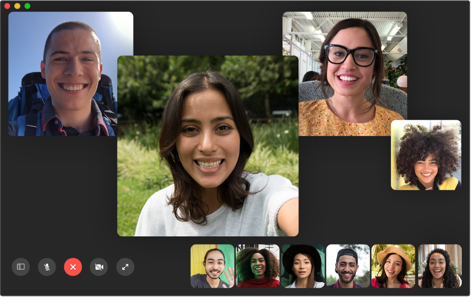 หน้าต่าง FaceTime ในขณะที่โทรออกแบบกลุ่ม