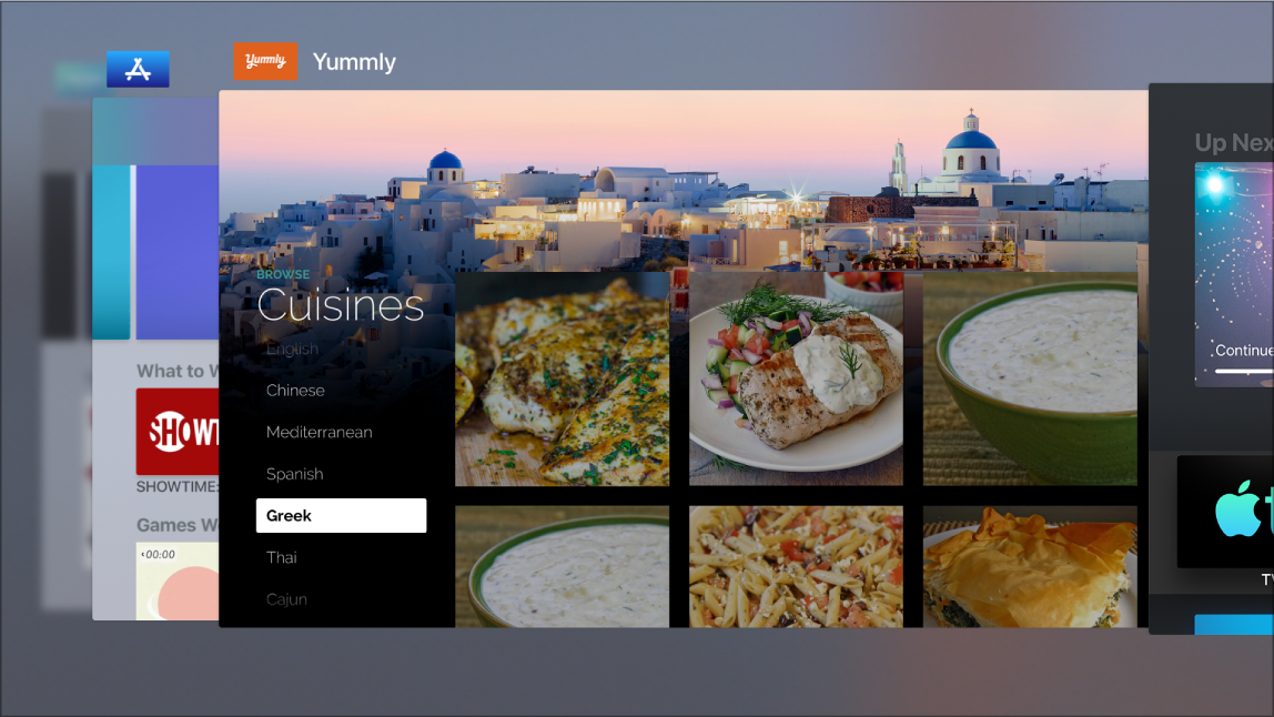 מסך Apple TV מציג את מחליף היישומים