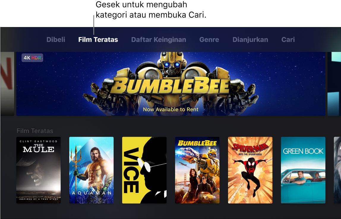 Layar Utama Film iTunes