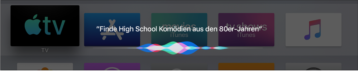 Bildschirm mit Siri-Suche nach einem Film nach Genre und Datum