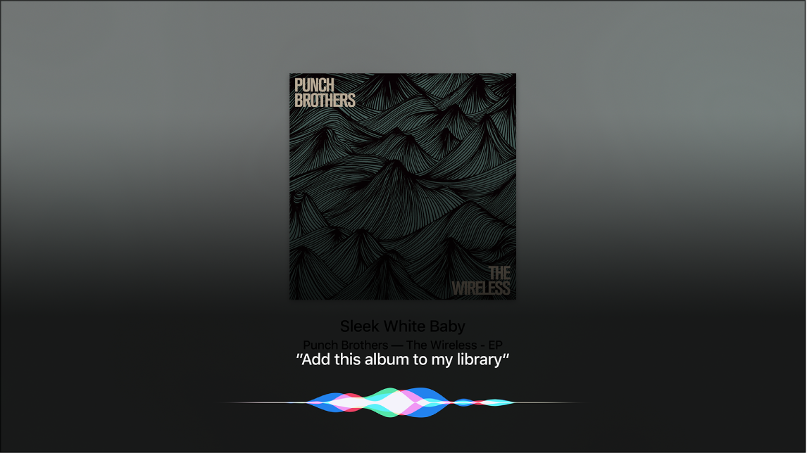 Example showing how to use Siri to add an album to my library from the Now Playing screen