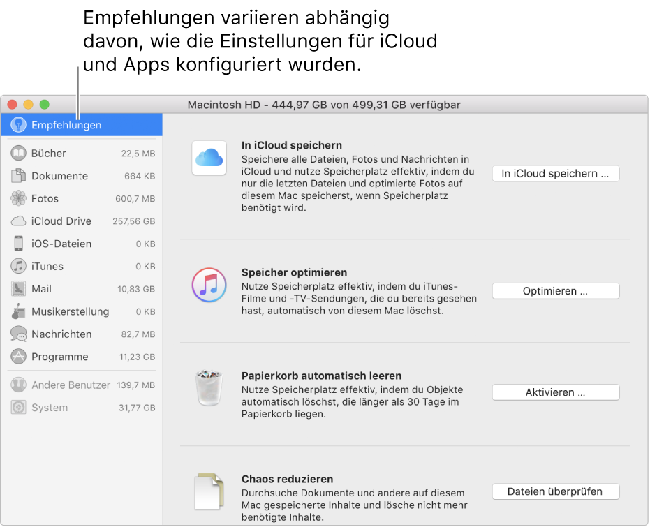Optimieren Des Speicherplatzes Auf Deinem Mac Apple Support - empfehlungen zur speicheroptimierung im bereich festplatten