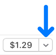 Bouton présentant un prix à gauche et la flèche sur laquelle cliquer à droite.