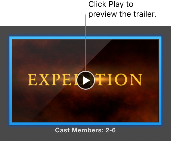 iMovie trailer screen showing the Play button.
