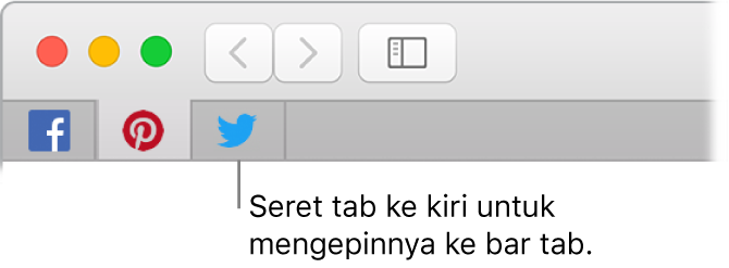 Jendela Safari menampilkan cara menambahkan tab pada bar tab.