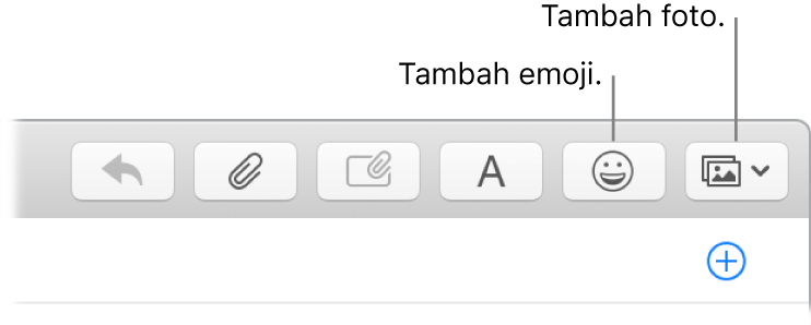 Jendela Tulis menampilkan tombol emoji dan foto.