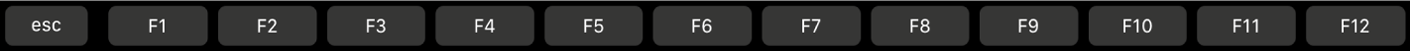 As teclas de função F1 a F12 na Touch Bar.