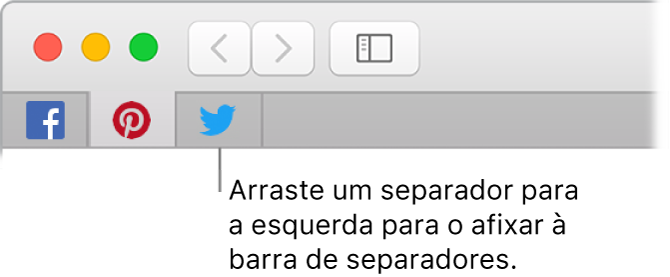 Janela do Safari a mostrar como fixar um separador na barra de separadores.