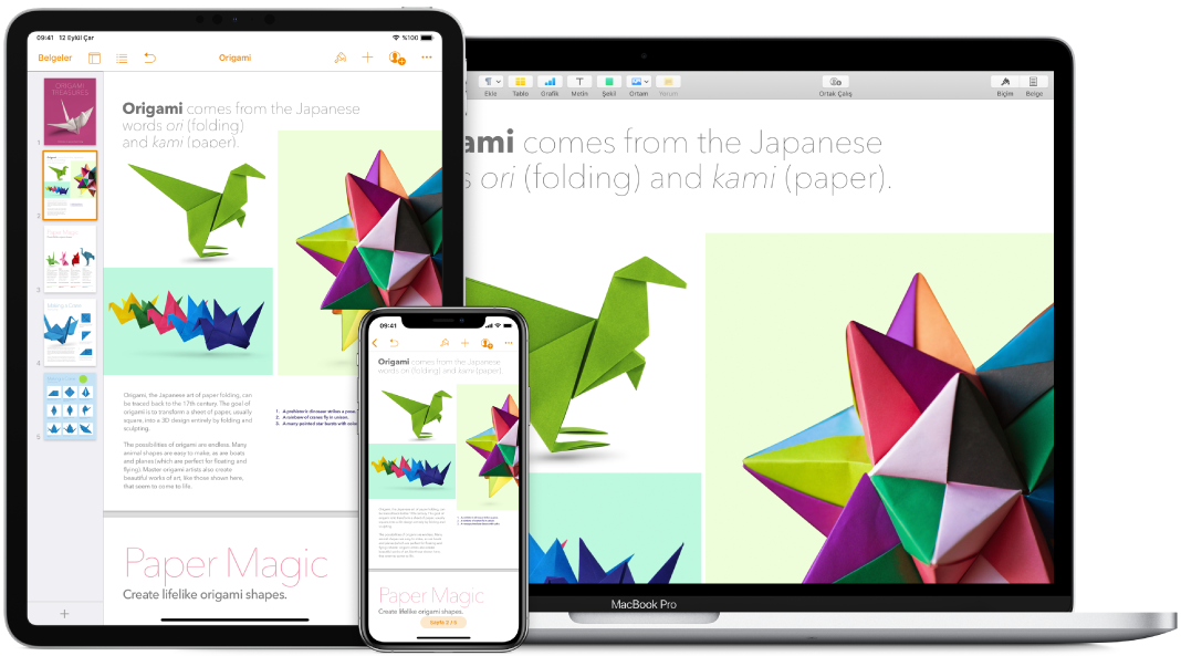 MacBook Pro, iPad ve iPhone üzerinde görüntülenen benzer içerik.