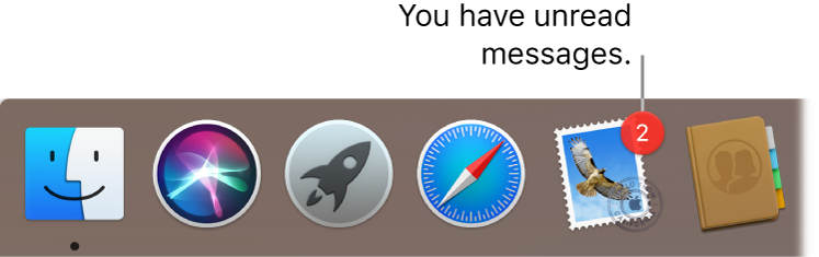 A section of the Dock displaying the Mail app icon, with a badge indicating unread messages.