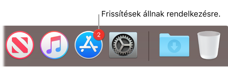 Az App Store ikonja a Dockban egy jelvénnyel, amely a rendelkezésre álló alkalmazásfrissítések számát jelzi.