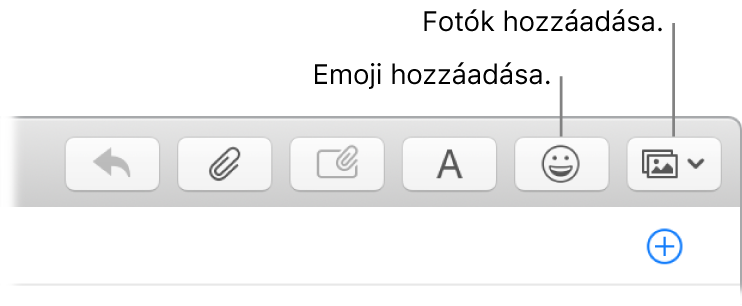 A szerkesztés ablak, melyben az emoji és fotók gombok láthatók.