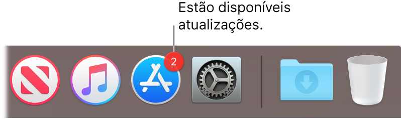 O ícone da App Store na Dock, com um emblema a indicar o número de atualizações disponíveis.