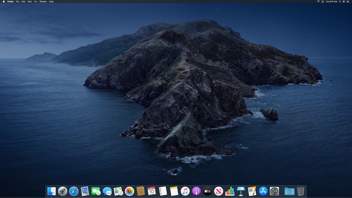 The desktop in Dark Mode.