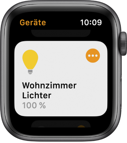 Ein Beleuchtungszubehör in der App „Home“ Tippe oben rechts auf das Symbol des Geräts, um seine Einstellungen anzupassen.