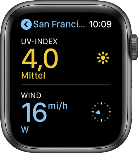 Die App „Wetter“ mit der Luftqualität und dem UV-Index für New York