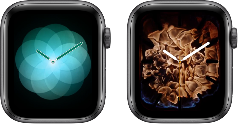 Two watch faces—Breathe and Fire and Water.