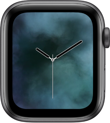 The Vapor watch face showing an analog clock in the middle and vapor around it.