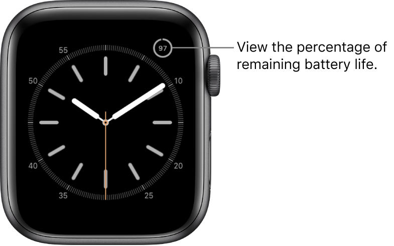Watch face showing the battery percentage feature in the top-right corner.