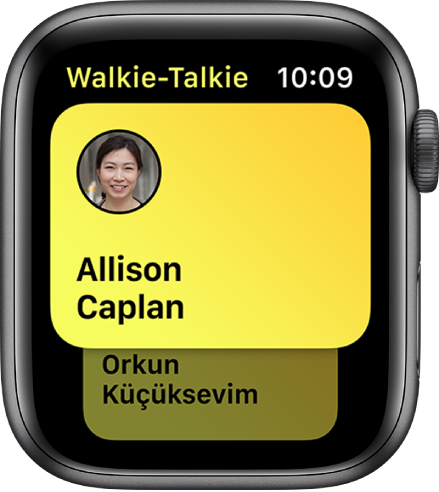 The Walkie-Talkie screen showing a contact.