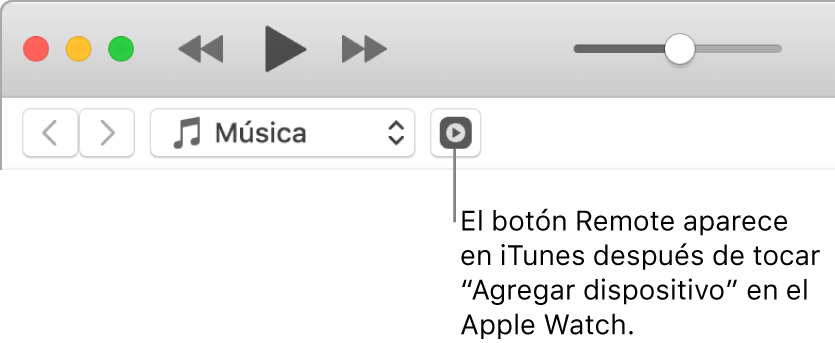 El botón "Control remoto" en iTunes aparece mientras estás tratando de agregar la biblioteca al Apple Watch.