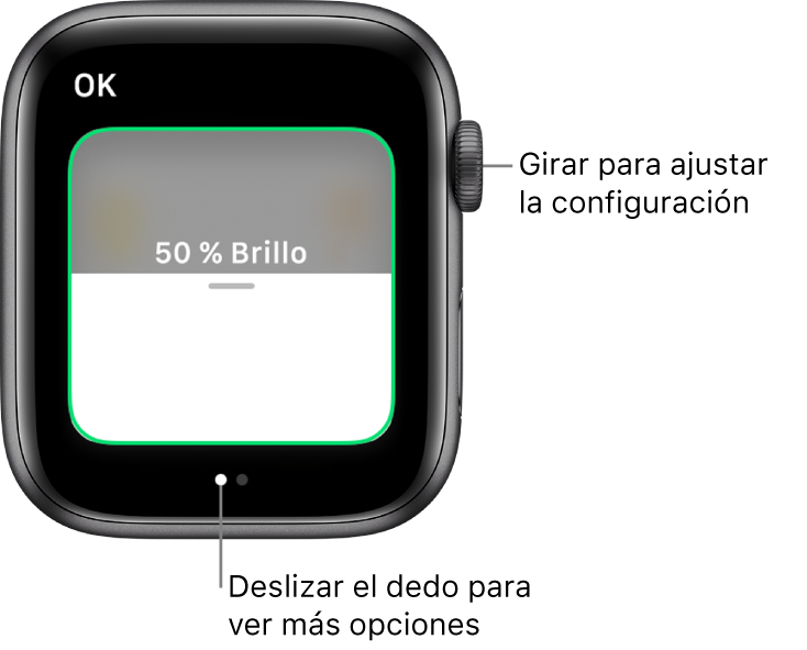 App Casa con un ajuste para el brillo de las bombillas.