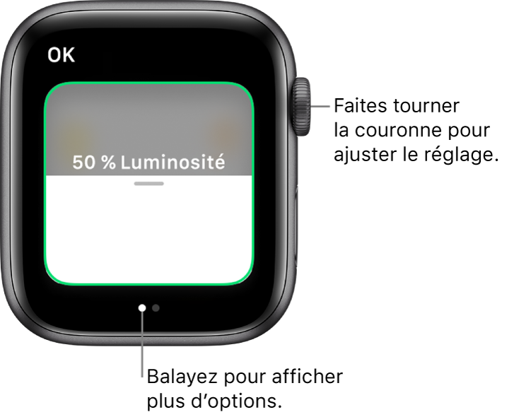 App Maison affichant un réglage de luminosité d’une ampoule.