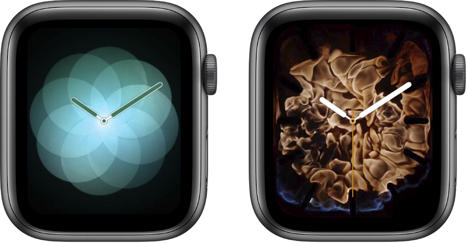 שני עיצובי שעון - ״לנשום״ ו״אש ומים״.