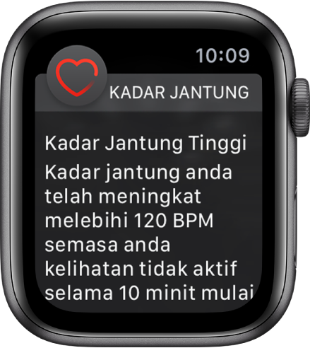 Isyarat Kadar Jantung, menandakan kadar jantung tinggi.