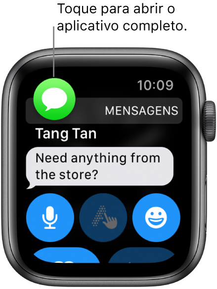 O ícone do app associado à notificação aparece na parte superior esquerda. Você pode tocar nele para abrir o app.