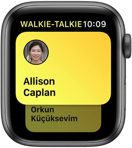 Tela do Walkie-Talkie mostrando um contato.