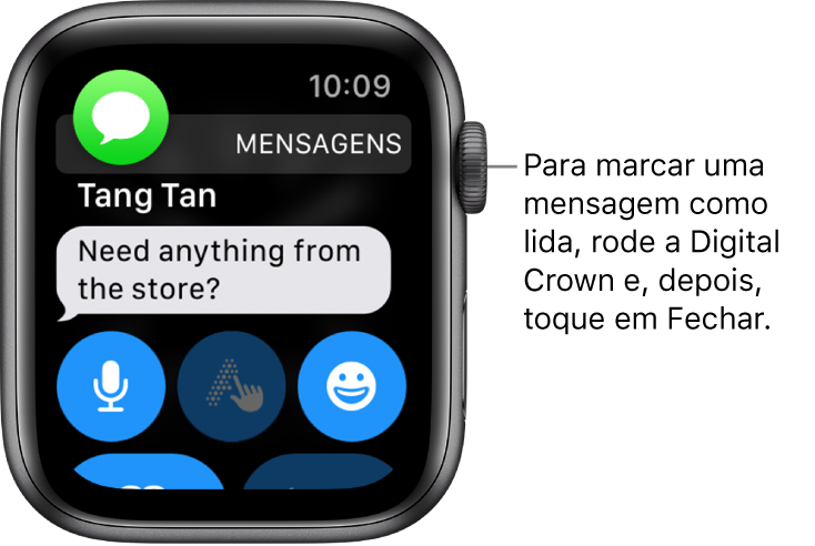 Uma notificação de mensagem, com o ícone das Mensagens na parte superior esquerda e a mensagem por baixo.