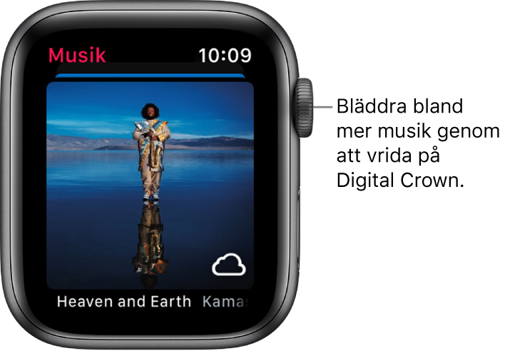Skärm som visar ett album och bildmaterialet till det i appen Musik.