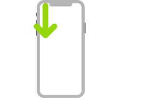 رسم توضيحي للـ iPhone مع سهم الذي يشير إلى التحريك لأسفل من الركن العلوي الأيسر.