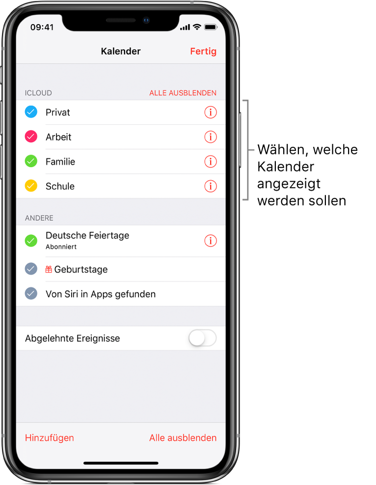 Verwenden mehrerer Kalender auf dem iPhone Apple Support