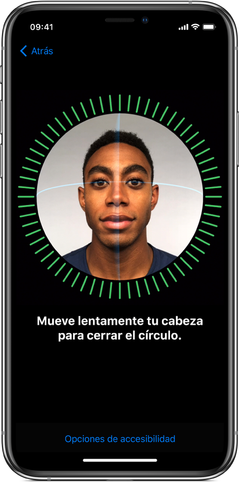 Pantalla mostrando el proceso de configuración de Face ID.