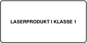 En etikett der det står «Klasse 1-laserprodukt».