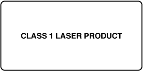 Uma etiqueta com a redação “Produto Laser de Classe 1”.