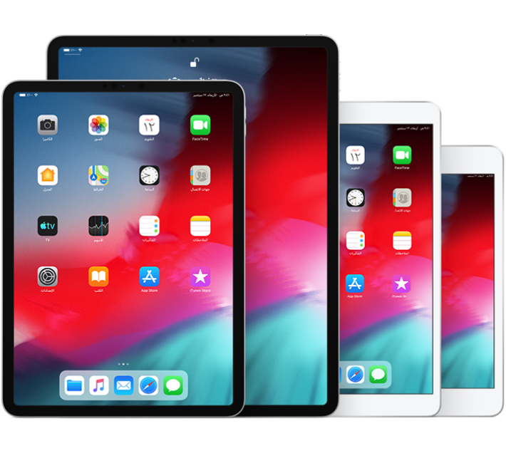 ‏iPad Pro ‏(١٠٫٥ بوصة) وiPad Pro ‏(١٢٫٩ بوصة) (الجيل الثاني) وiPad Air (الجيل الثالث) وiPad mini (الجيل الخامس)
