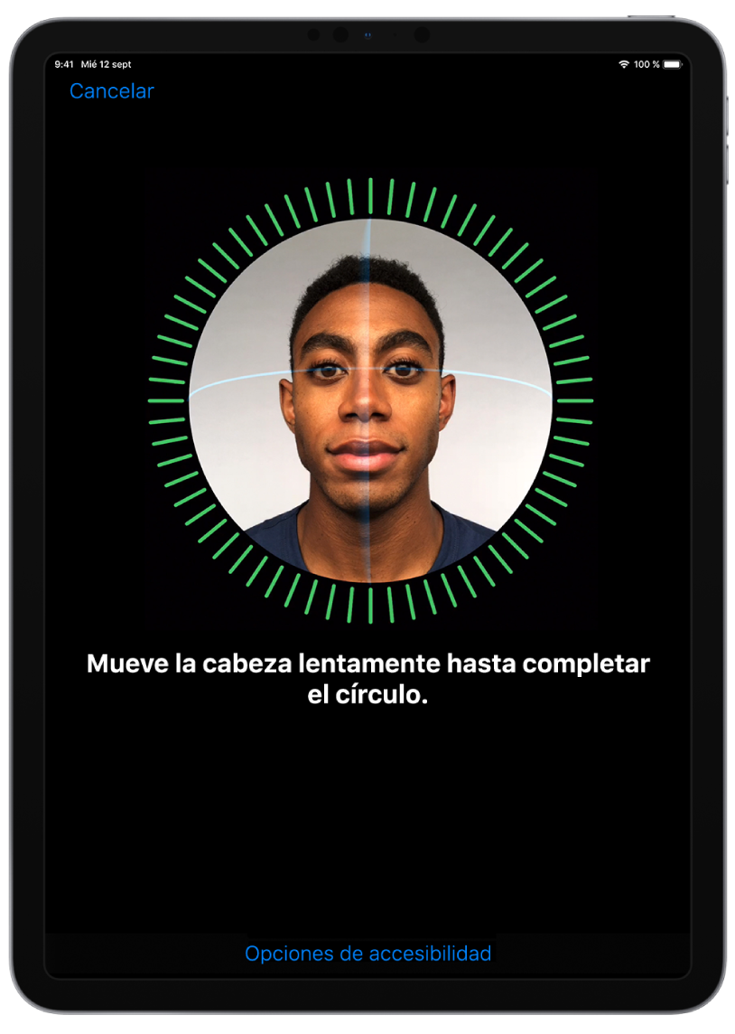 Pantalla de configuración de Face ID.