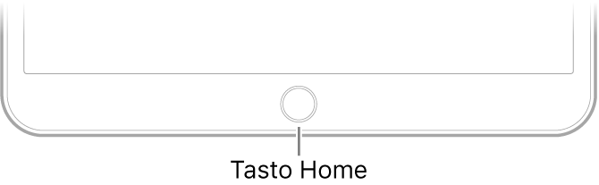 Il tasto Home nella parte inferiore di iPad.