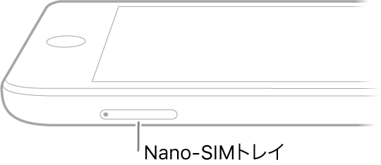 iPadの側面図。Nano-SIMトレイが示されています。