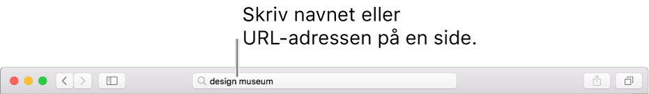 Det smarte søgefelt i Safari, hvor du kan skrive en sides navn eller URL-adresse