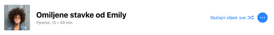 Reprodukcijska lista s personaliziranim vizualnim prikazima.