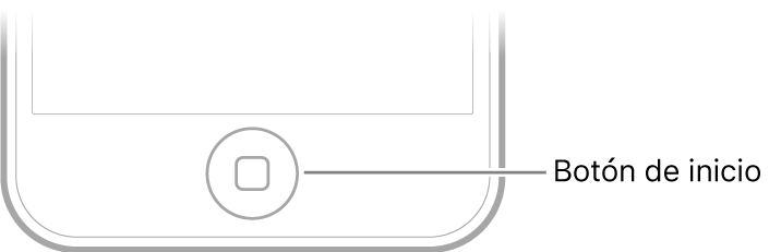 El botón de inicio se encuentra en la parte inferior del iPod touch.