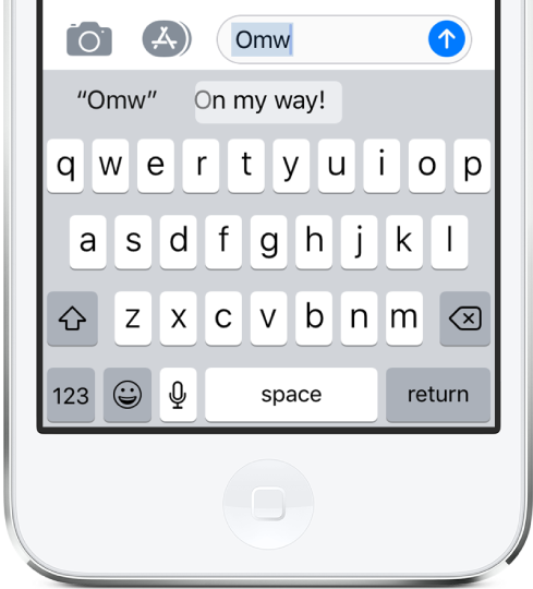 Mensaje con la función rápida de texto “pq” escrita y la sugerencia “porque” debajo.