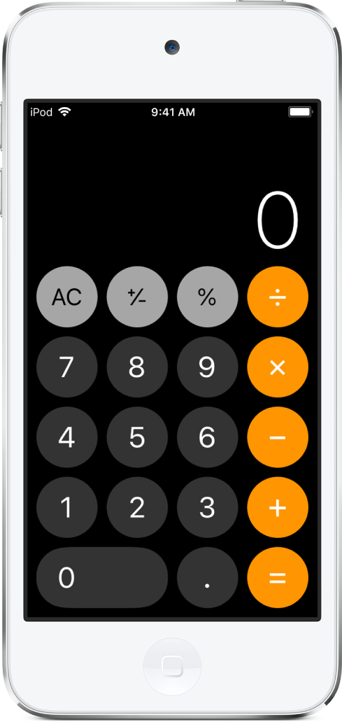 Kalkulator standar dengan fungsi aritmetika dasar.