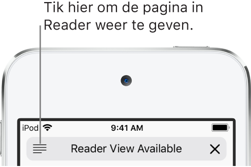Het adresveld in Safari, met links de Reader-knop.